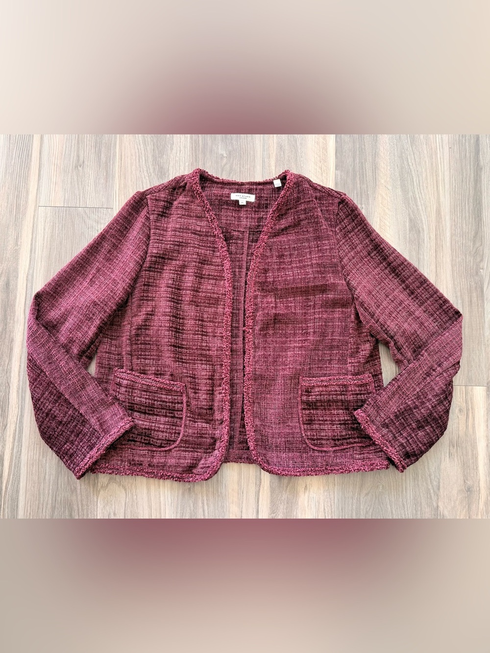 Max Studio Wine-Colored Bouclé Blazer Size XL